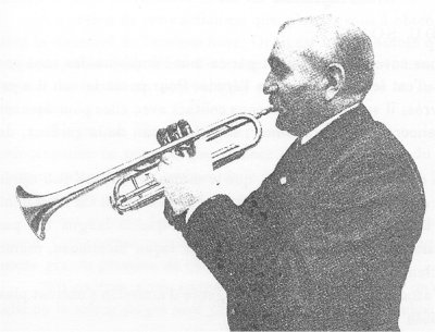 Playing a trumpet